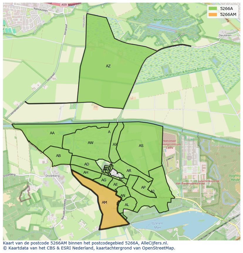 Afbeelding van het postcodegebied 5266 AM op de kaart.