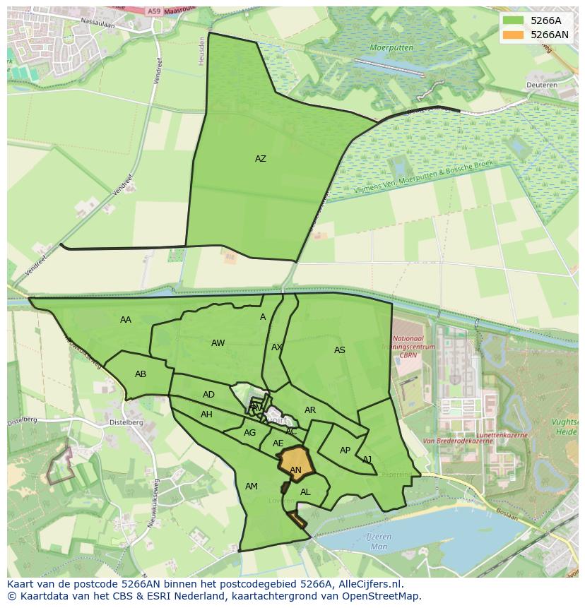 Afbeelding van het postcodegebied 5266 AN op de kaart.