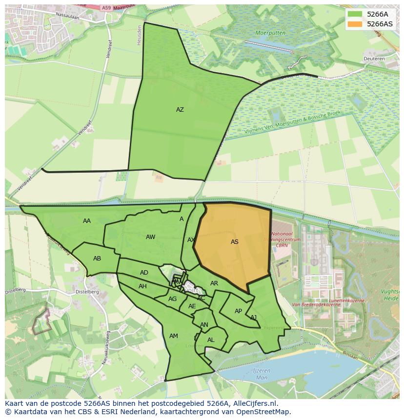 Afbeelding van het postcodegebied 5266 AS op de kaart.