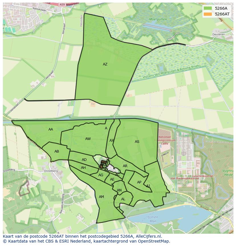 Afbeelding van het postcodegebied 5266 AT op de kaart.