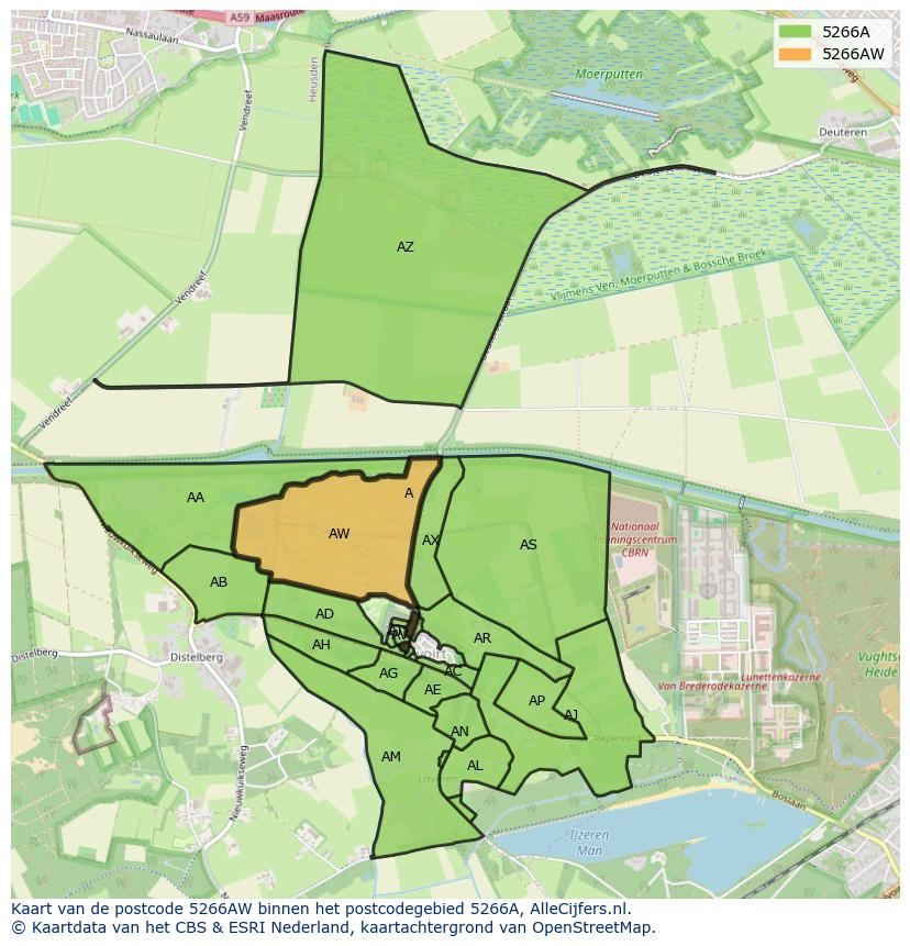 Afbeelding van het postcodegebied 5266 AW op de kaart.