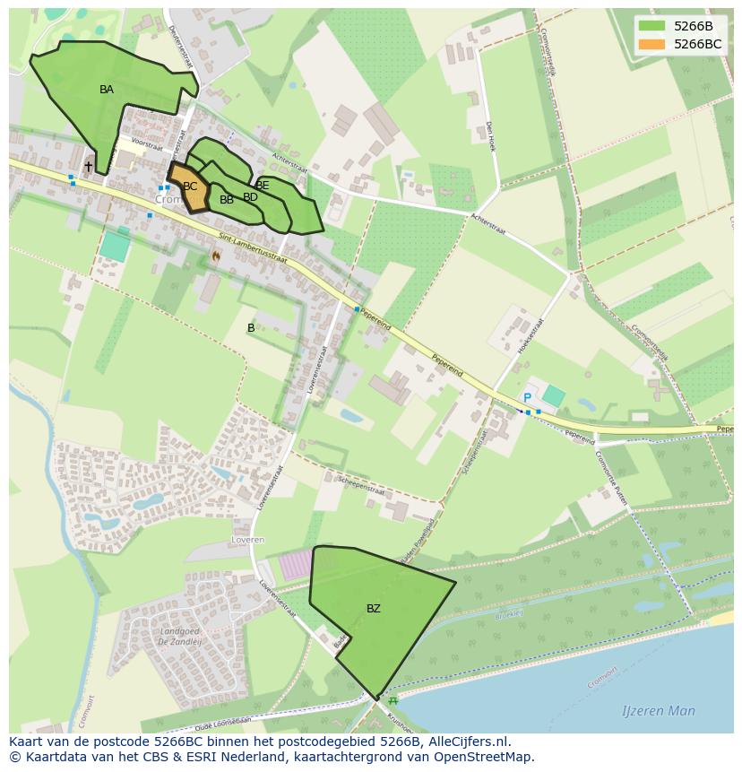 Afbeelding van het postcodegebied 5266 BC op de kaart.