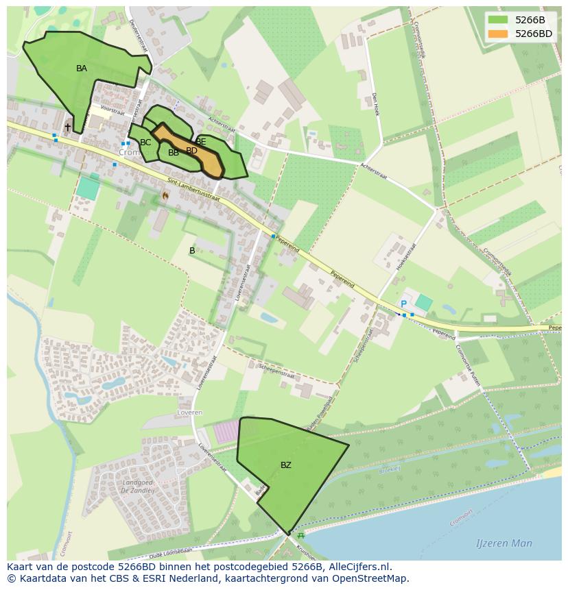 Afbeelding van het postcodegebied 5266 BD op de kaart.
