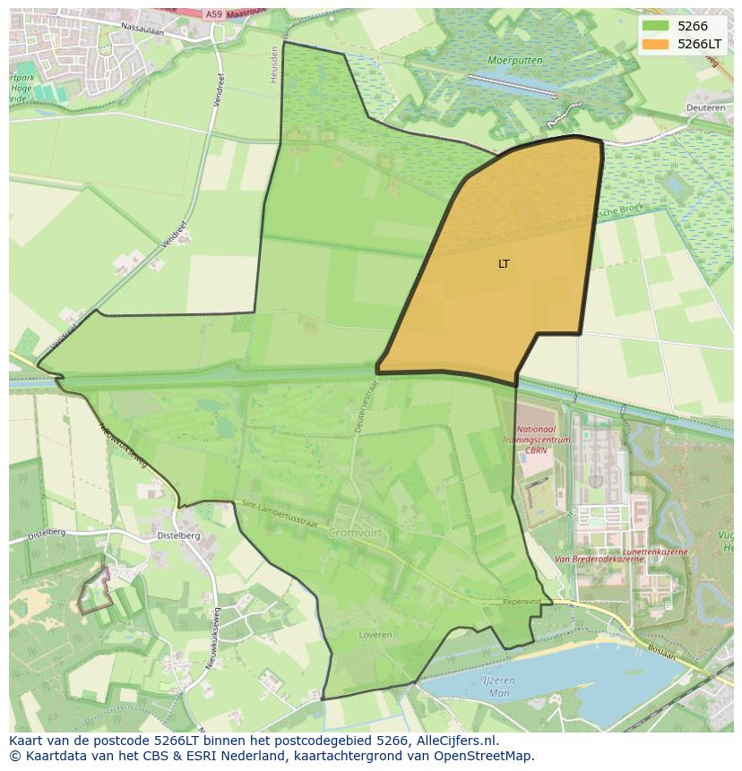 Afbeelding van het postcodegebied 5266 LT op de kaart.