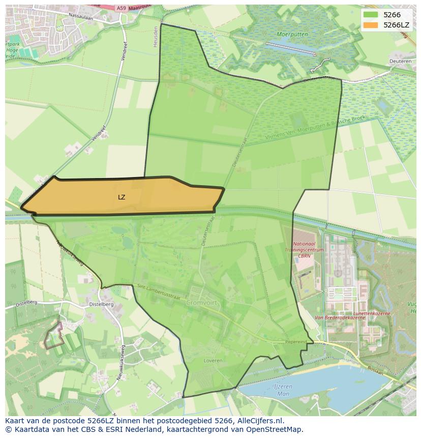 Afbeelding van het postcodegebied 5266 LZ op de kaart.