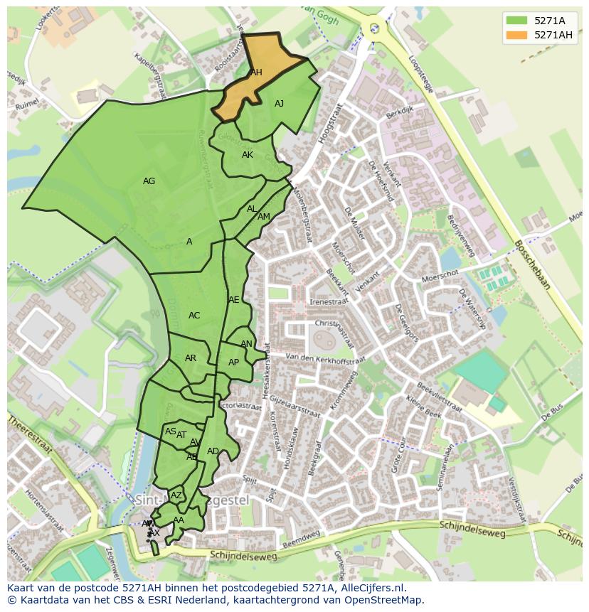 Afbeelding van het postcodegebied 5271 AH op de kaart.