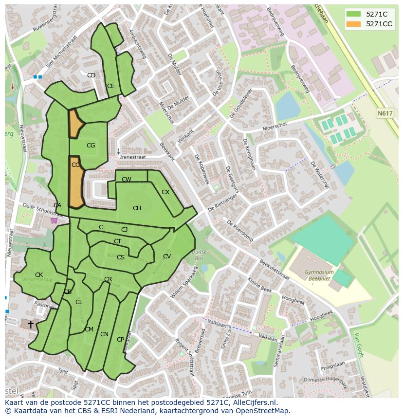 Afbeelding van het postcodegebied 5271 CC op de kaart.