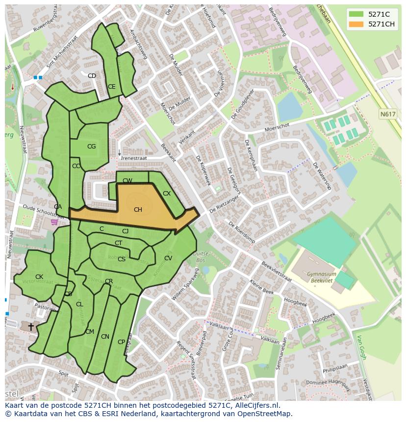 Afbeelding van het postcodegebied 5271 CH op de kaart.
