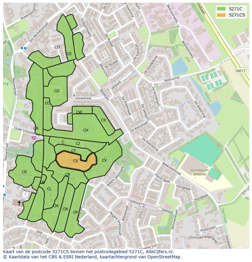 Afbeelding van het postcodegebied 5271 CS op de kaart.