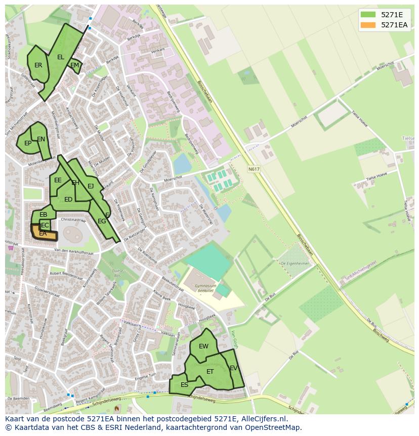 Afbeelding van het postcodegebied 5271 EA op de kaart.