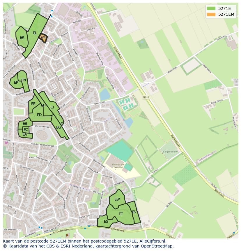 Afbeelding van het postcodegebied 5271 EM op de kaart.