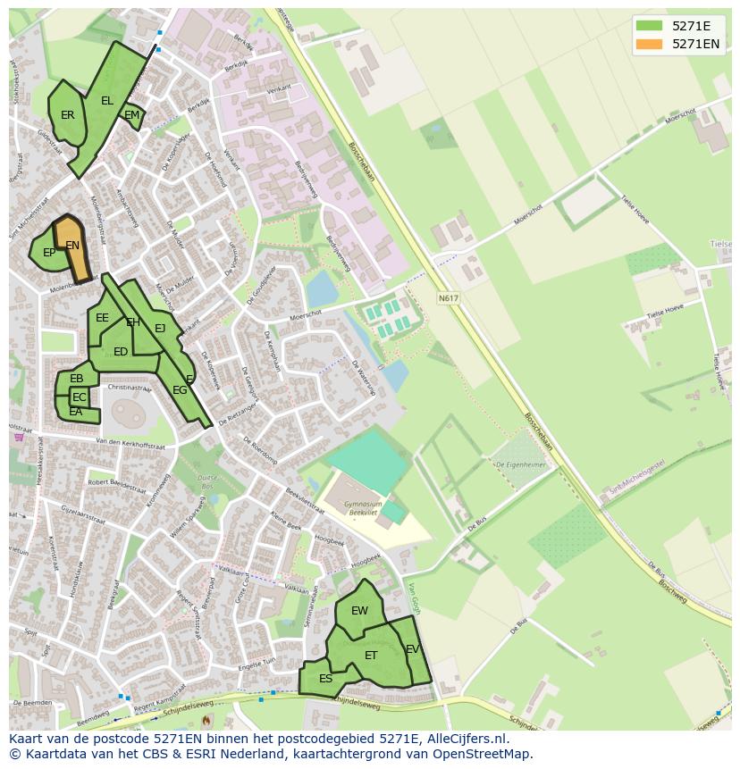 Afbeelding van het postcodegebied 5271 EN op de kaart.