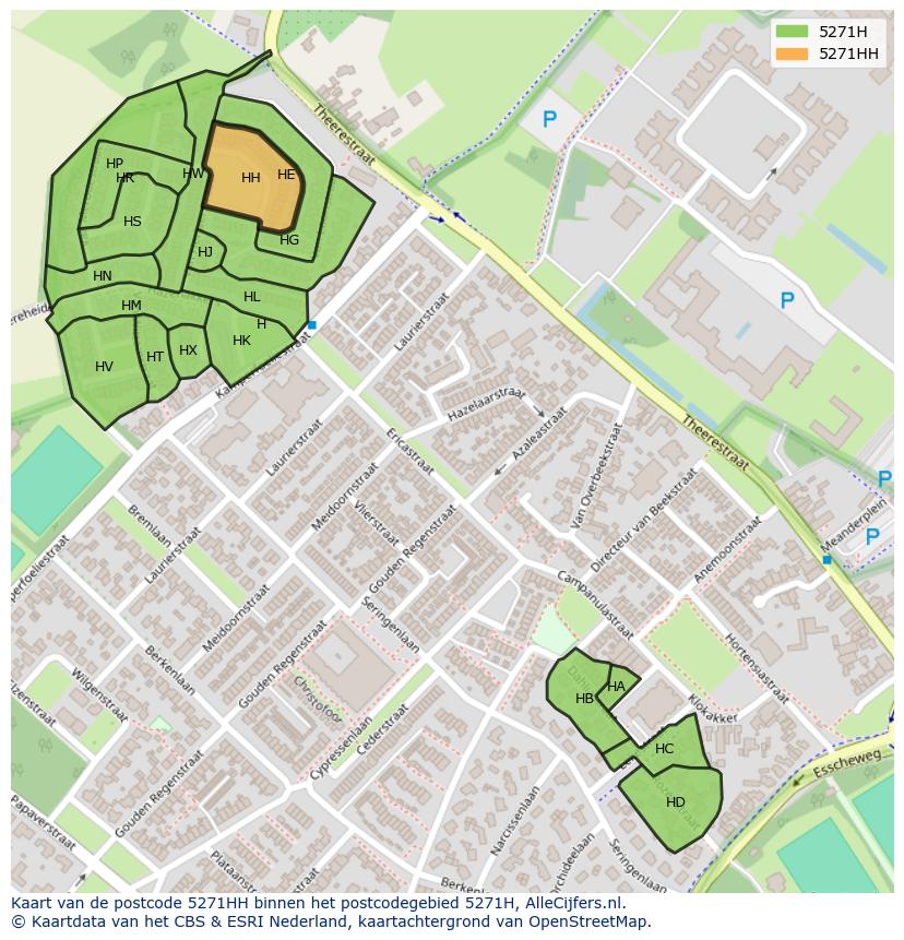 Afbeelding van het postcodegebied 5271 HH op de kaart.