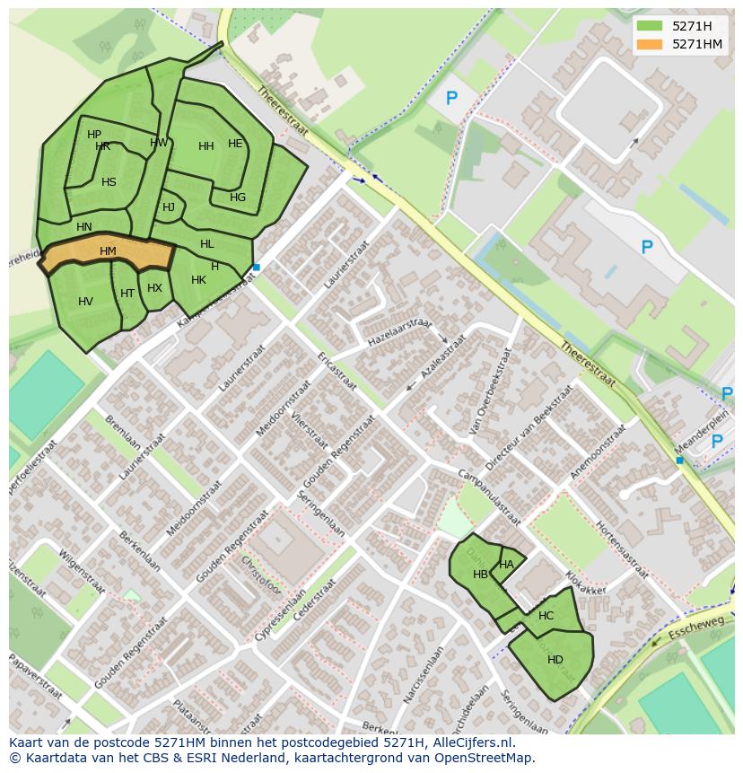 Afbeelding van het postcodegebied 5271 HM op de kaart.