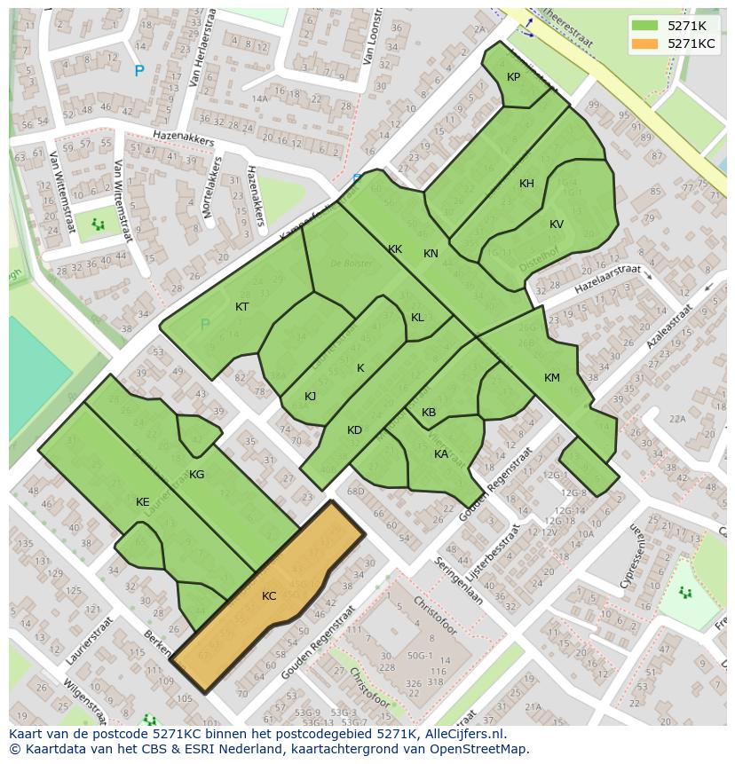 Afbeelding van het postcodegebied 5271 KC op de kaart.