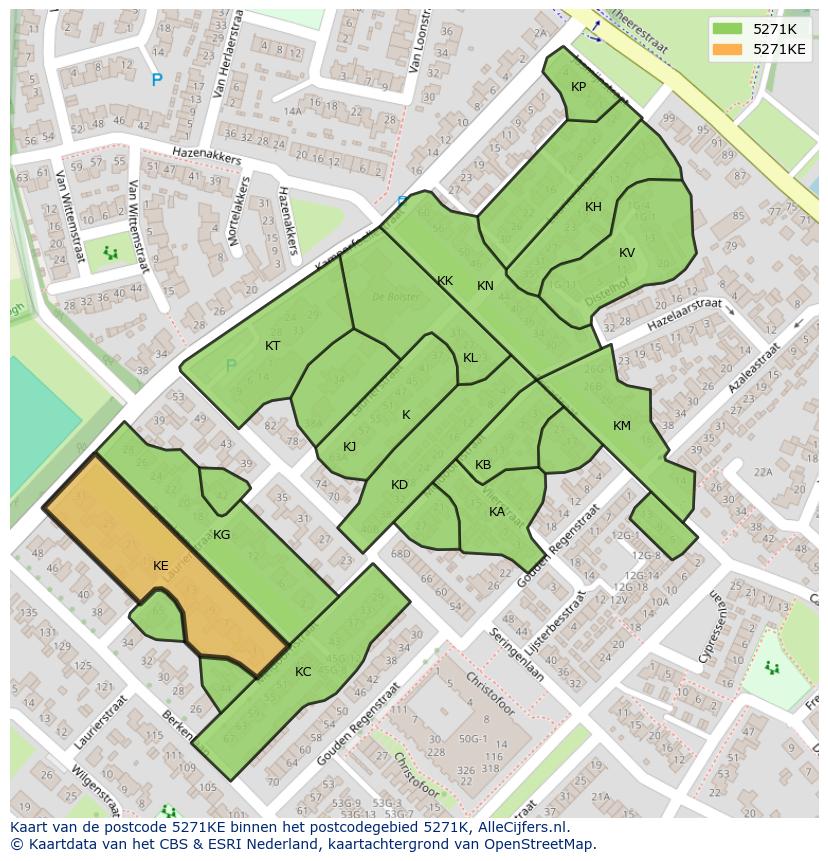 Afbeelding van het postcodegebied 5271 KE op de kaart.
