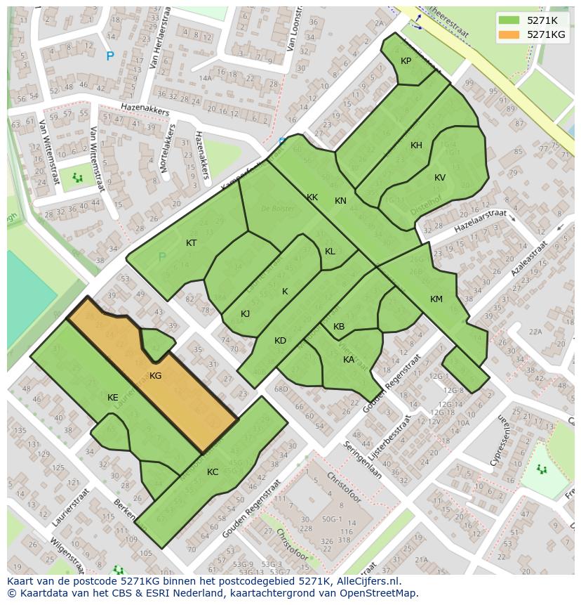 Afbeelding van het postcodegebied 5271 KG op de kaart.
