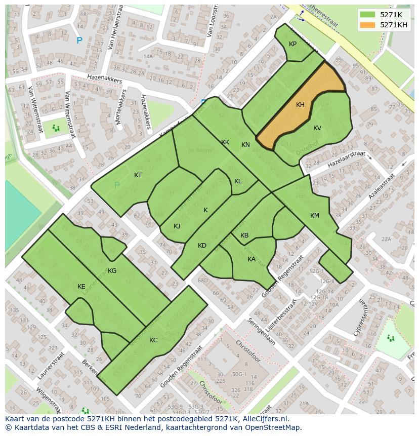 Afbeelding van het postcodegebied 5271 KH op de kaart.