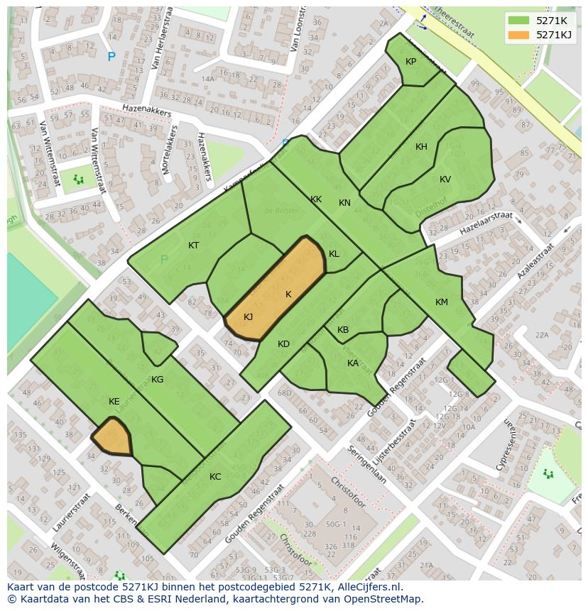Afbeelding van het postcodegebied 5271 KJ op de kaart.