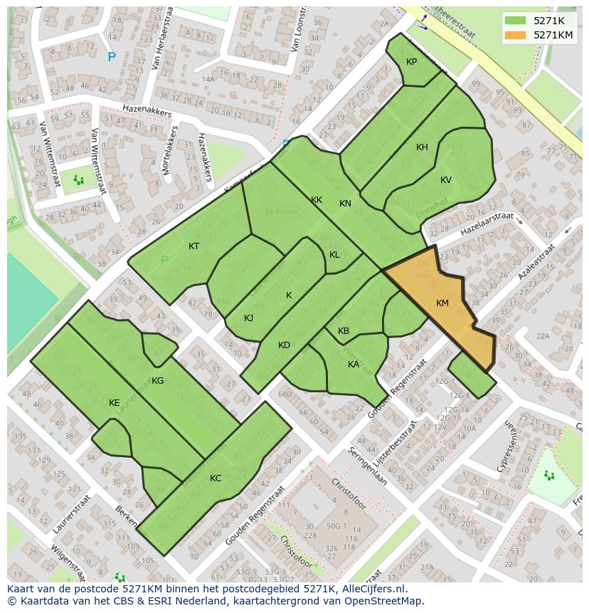 Afbeelding van het postcodegebied 5271 KM op de kaart.