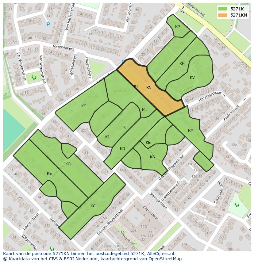 Afbeelding van het postcodegebied 5271 KN op de kaart.