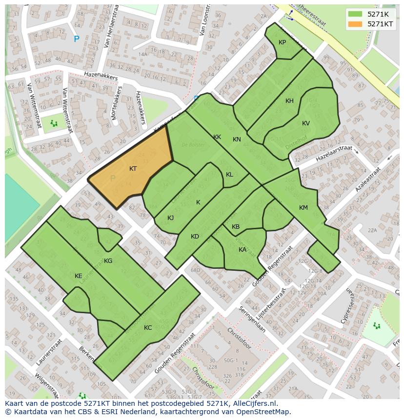 Afbeelding van het postcodegebied 5271 KT op de kaart.
