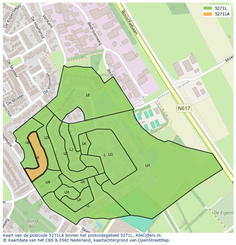 Afbeelding van het postcodegebied 5271 LA op de kaart.