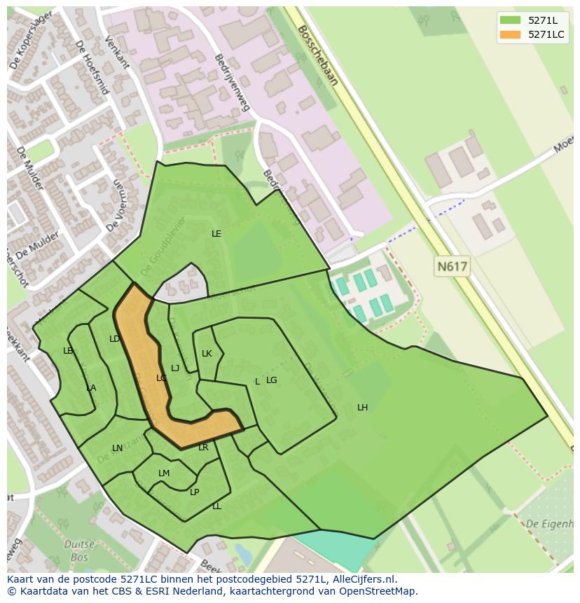 Afbeelding van het postcodegebied 5271 LC op de kaart.