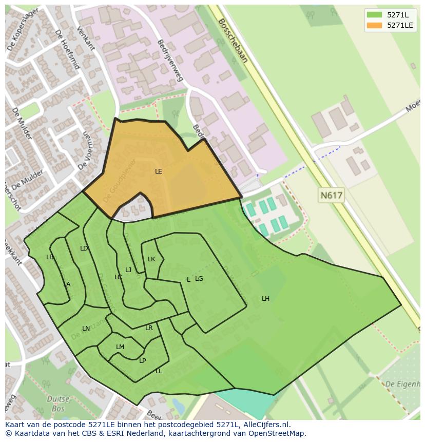 Afbeelding van het postcodegebied 5271 LE op de kaart.
