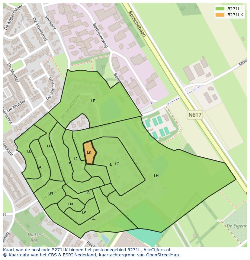 Afbeelding van het postcodegebied 5271 LK op de kaart.