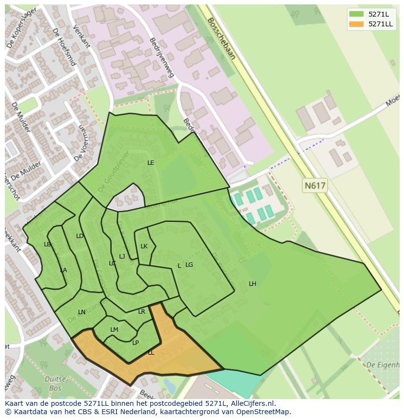 Afbeelding van het postcodegebied 5271 LL op de kaart.