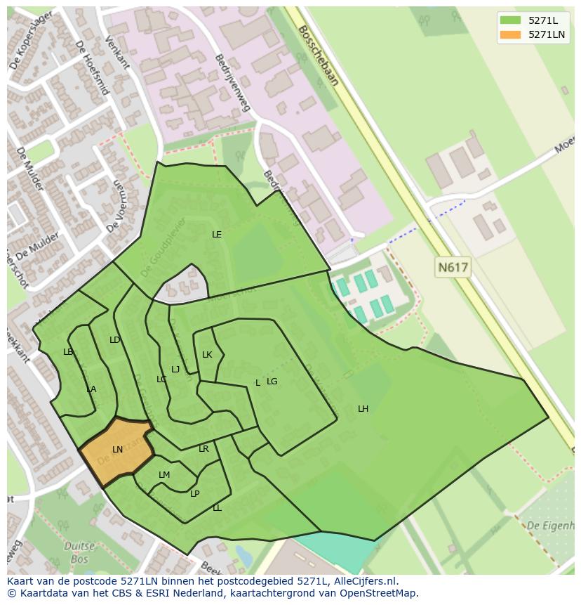 Afbeelding van het postcodegebied 5271 LN op de kaart.