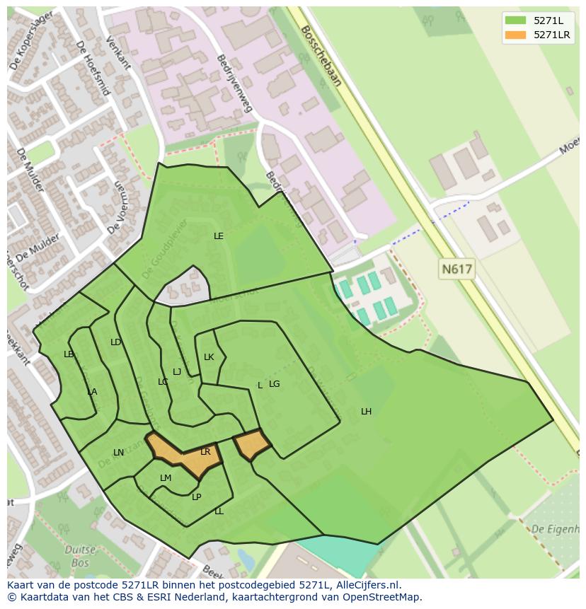 Afbeelding van het postcodegebied 5271 LR op de kaart.