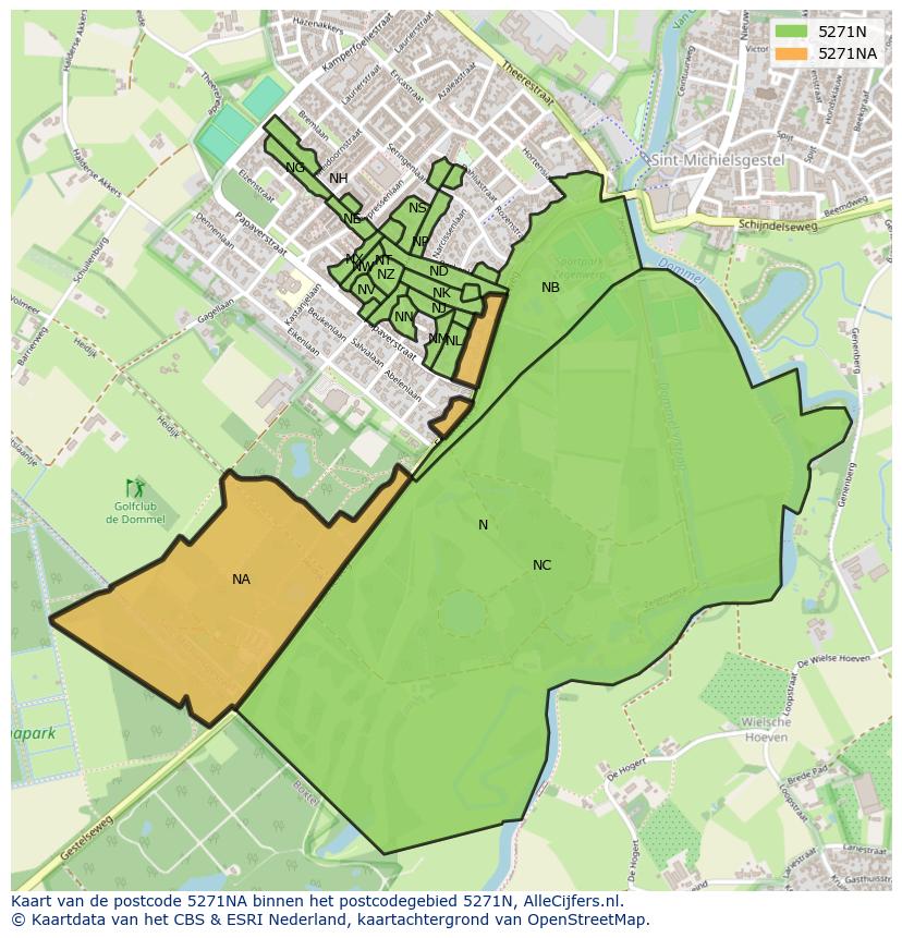 Afbeelding van het postcodegebied 5271 NA op de kaart.