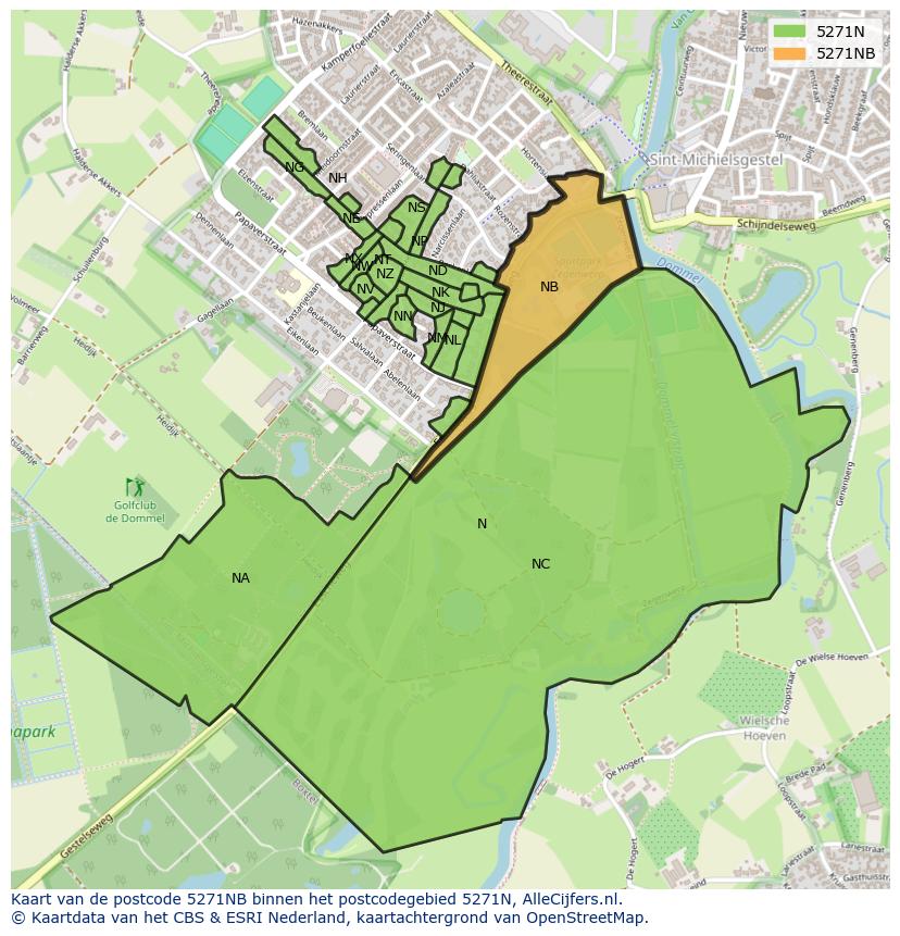 Afbeelding van het postcodegebied 5271 NB op de kaart.