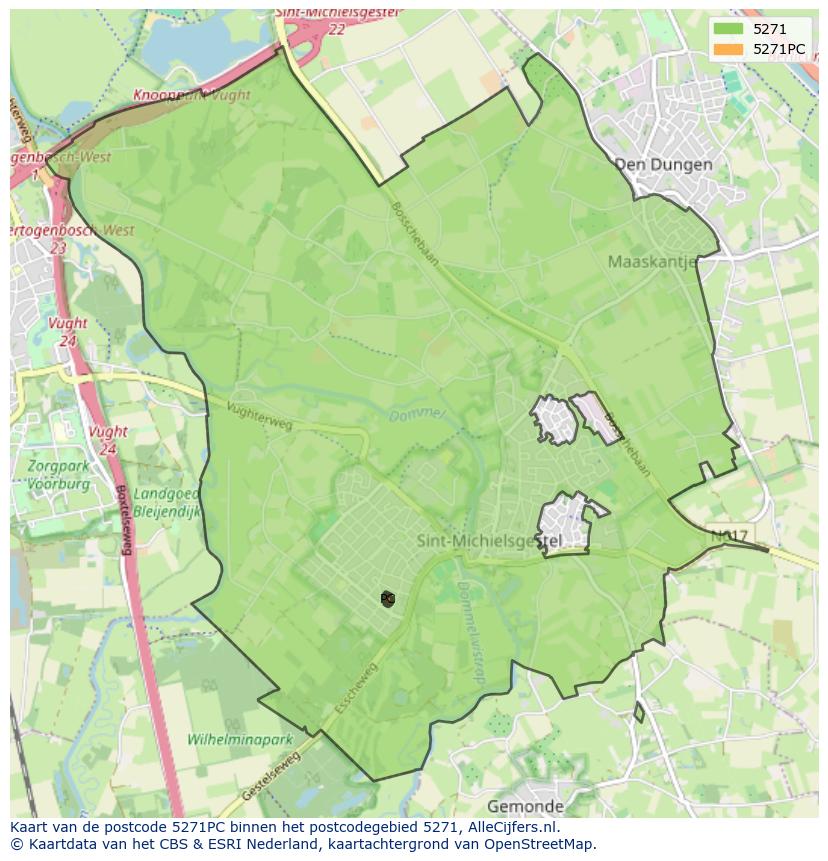 Afbeelding van het postcodegebied 5271 PC op de kaart.