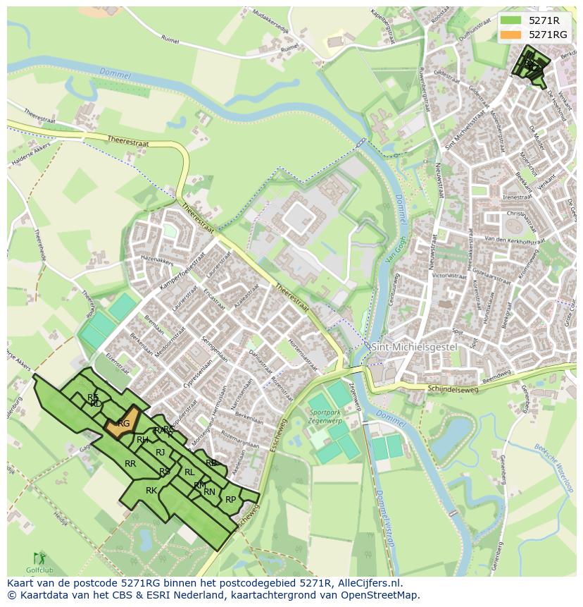 Afbeelding van het postcodegebied 5271 RG op de kaart.