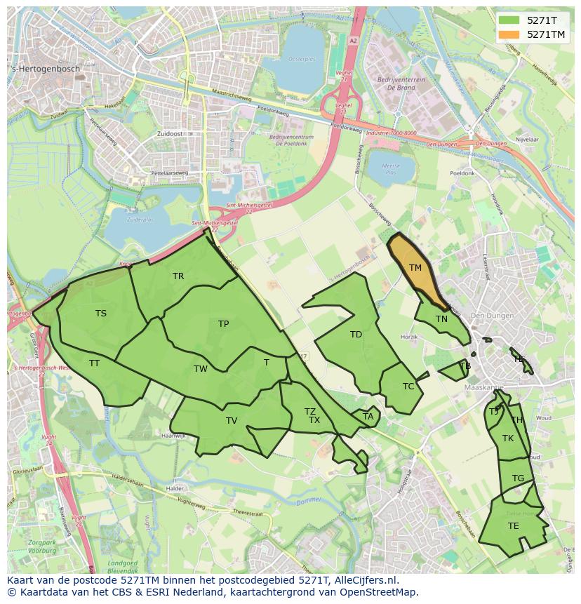 Afbeelding van het postcodegebied 5271 TM op de kaart.