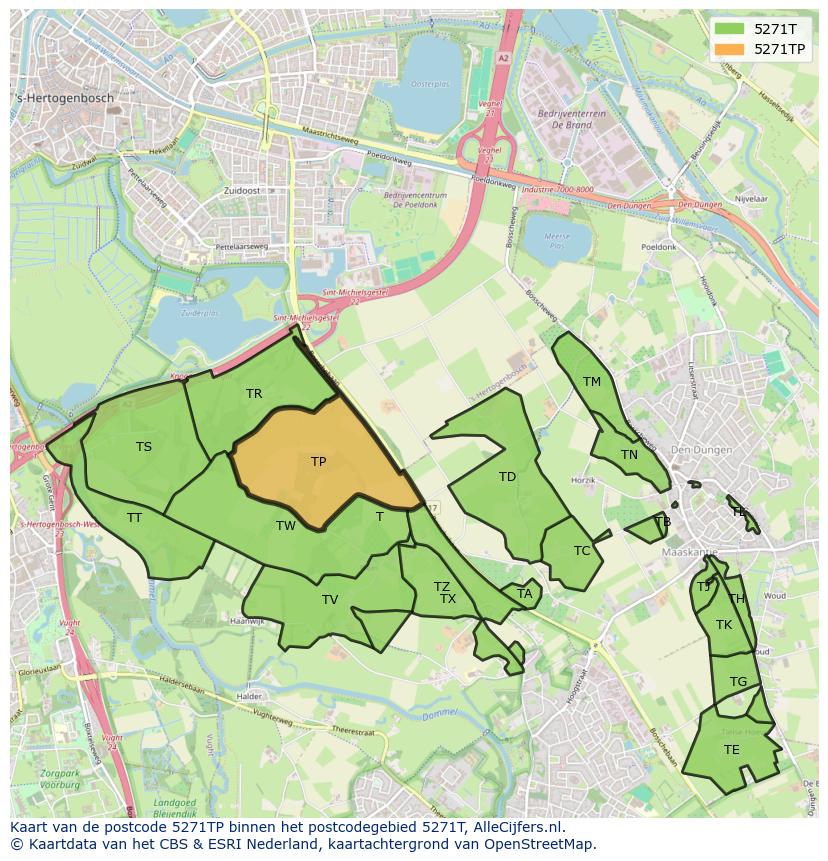 Afbeelding van het postcodegebied 5271 TP op de kaart.