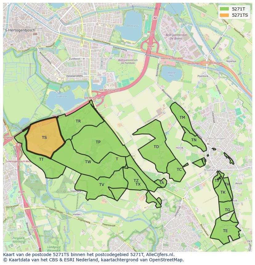 Afbeelding van het postcodegebied 5271 TS op de kaart.