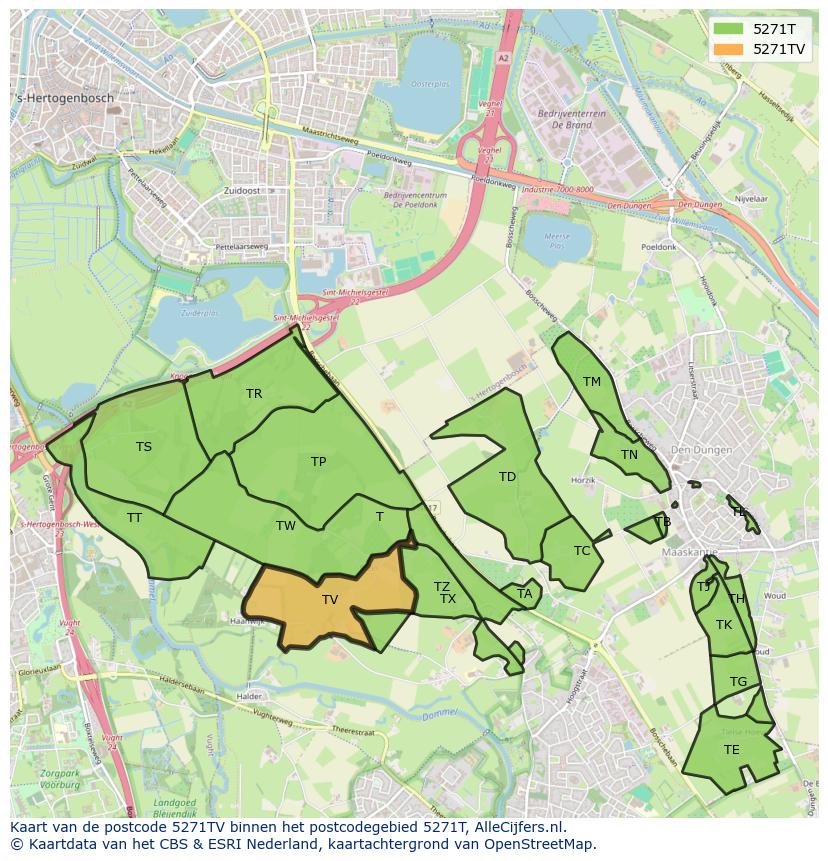 Afbeelding van het postcodegebied 5271 TV op de kaart.