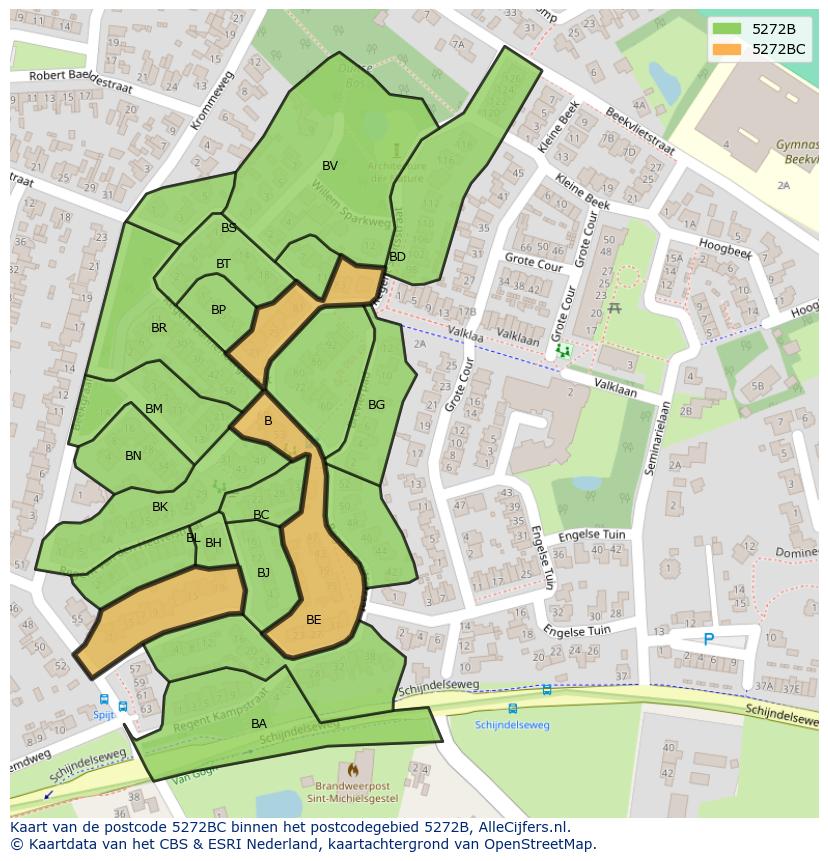 Afbeelding van het postcodegebied 5272 BC op de kaart.