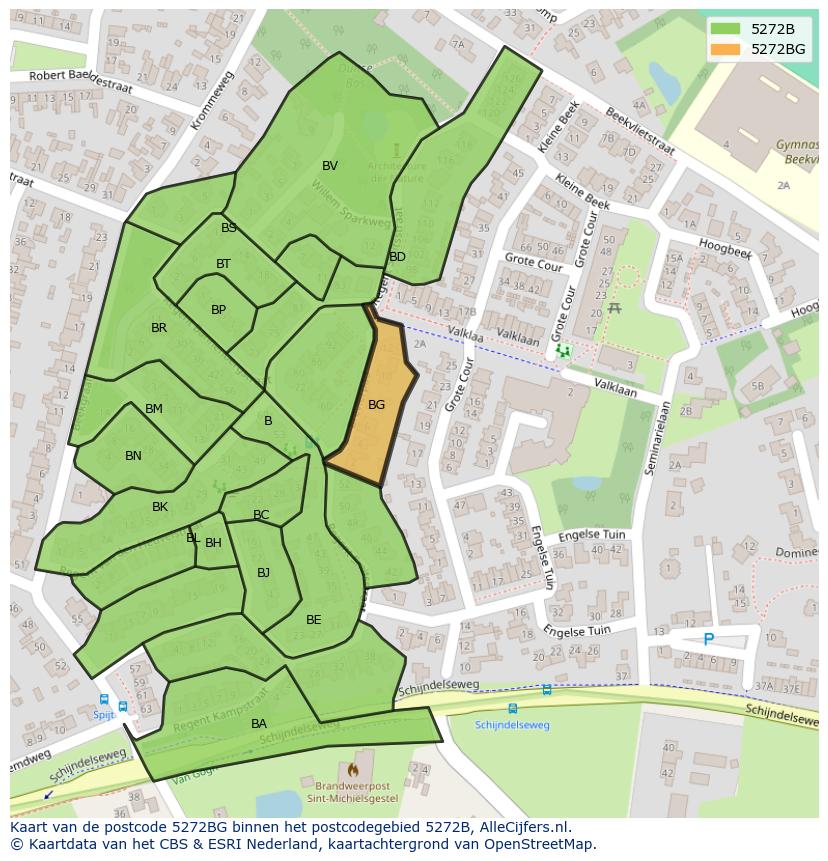 Afbeelding van het postcodegebied 5272 BG op de kaart.