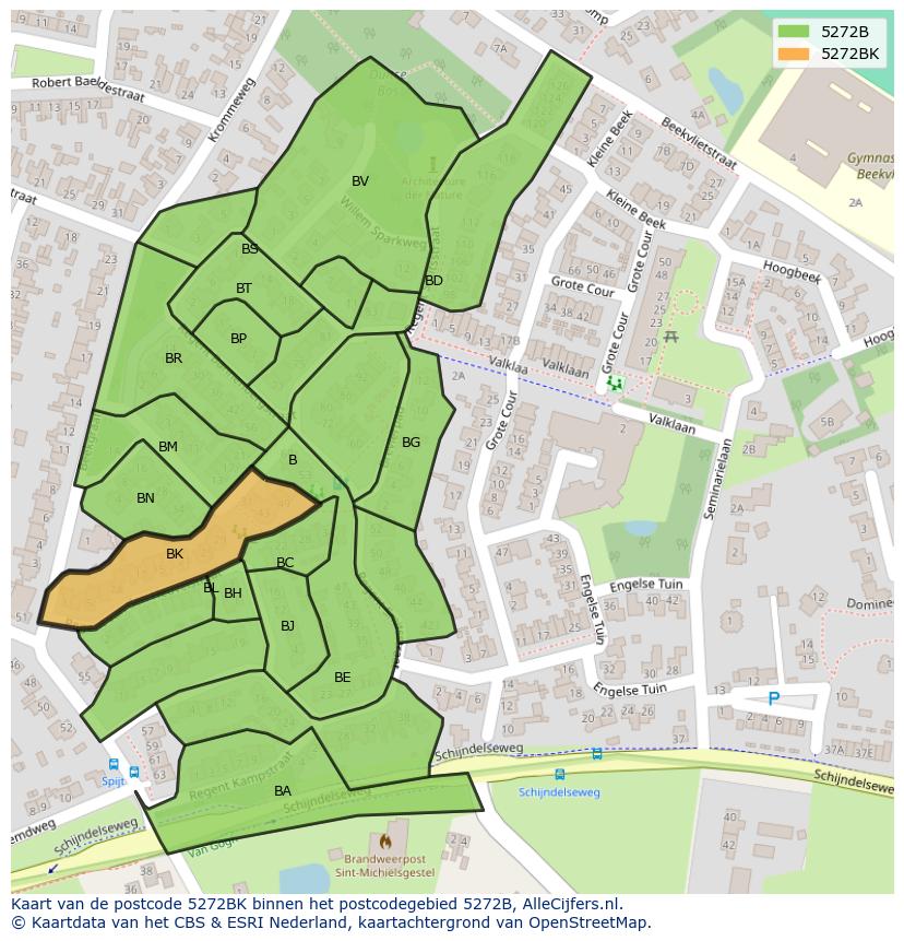 Afbeelding van het postcodegebied 5272 BK op de kaart.
