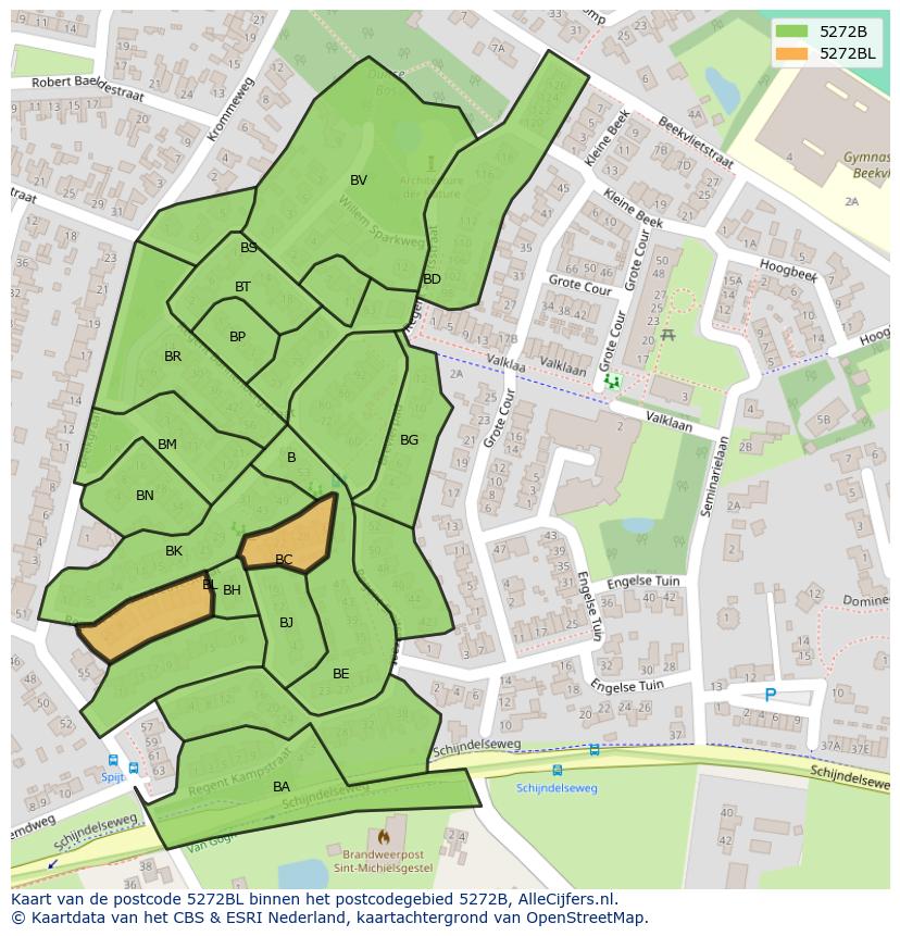 Afbeelding van het postcodegebied 5272 BL op de kaart.