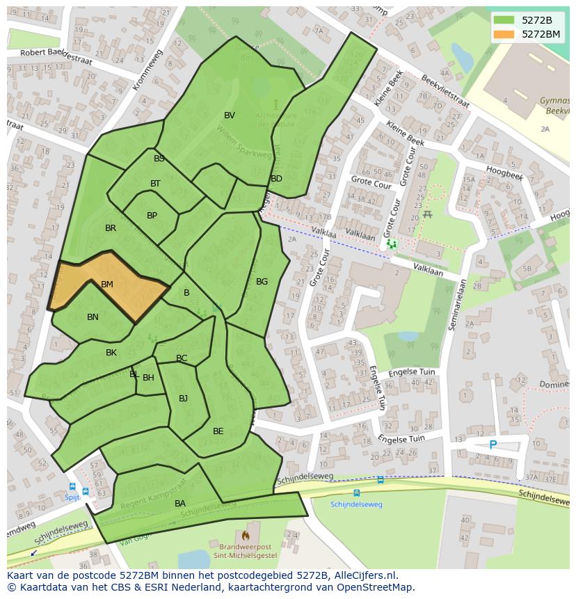 Afbeelding van het postcodegebied 5272 BM op de kaart.