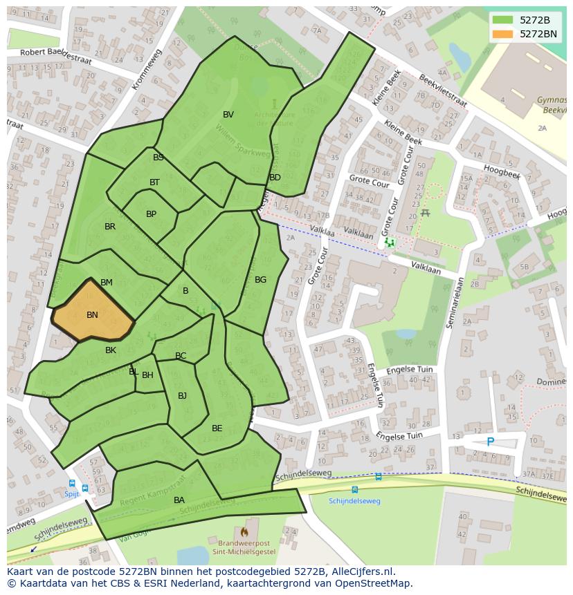 Afbeelding van het postcodegebied 5272 BN op de kaart.