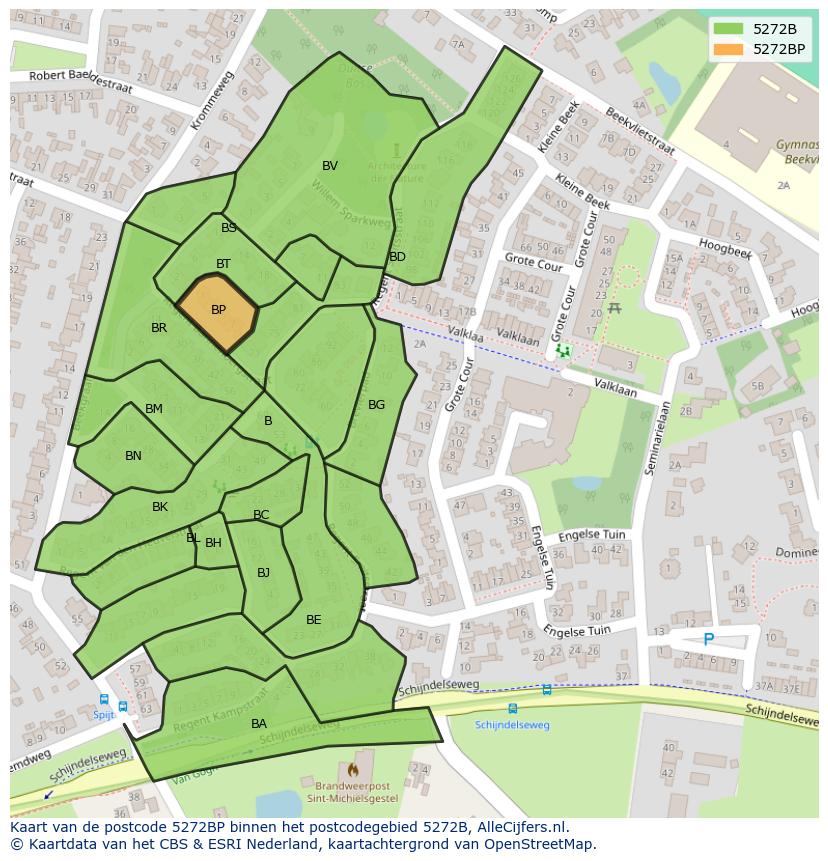 Afbeelding van het postcodegebied 5272 BP op de kaart.
