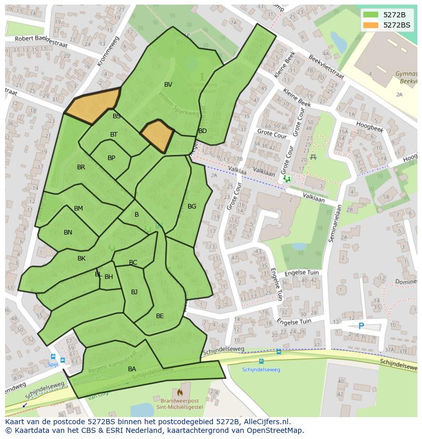 Afbeelding van het postcodegebied 5272 BS op de kaart.