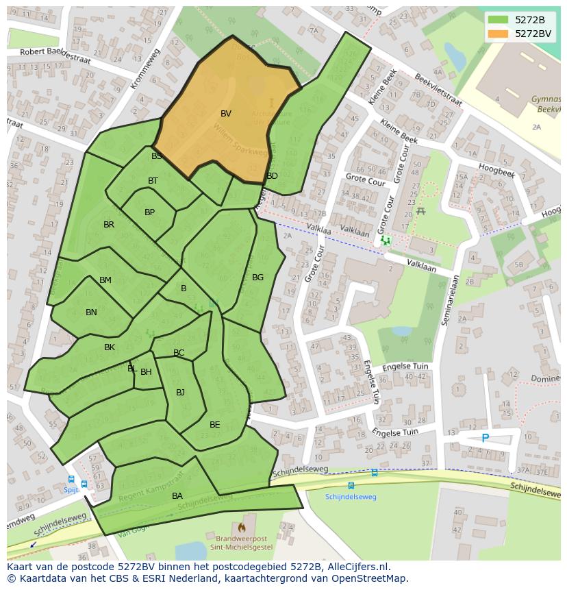 Afbeelding van het postcodegebied 5272 BV op de kaart.